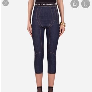 **SOLD** Dolce & Gabbana Denim Capri Pants with Branded Logo Waistband 38 IT